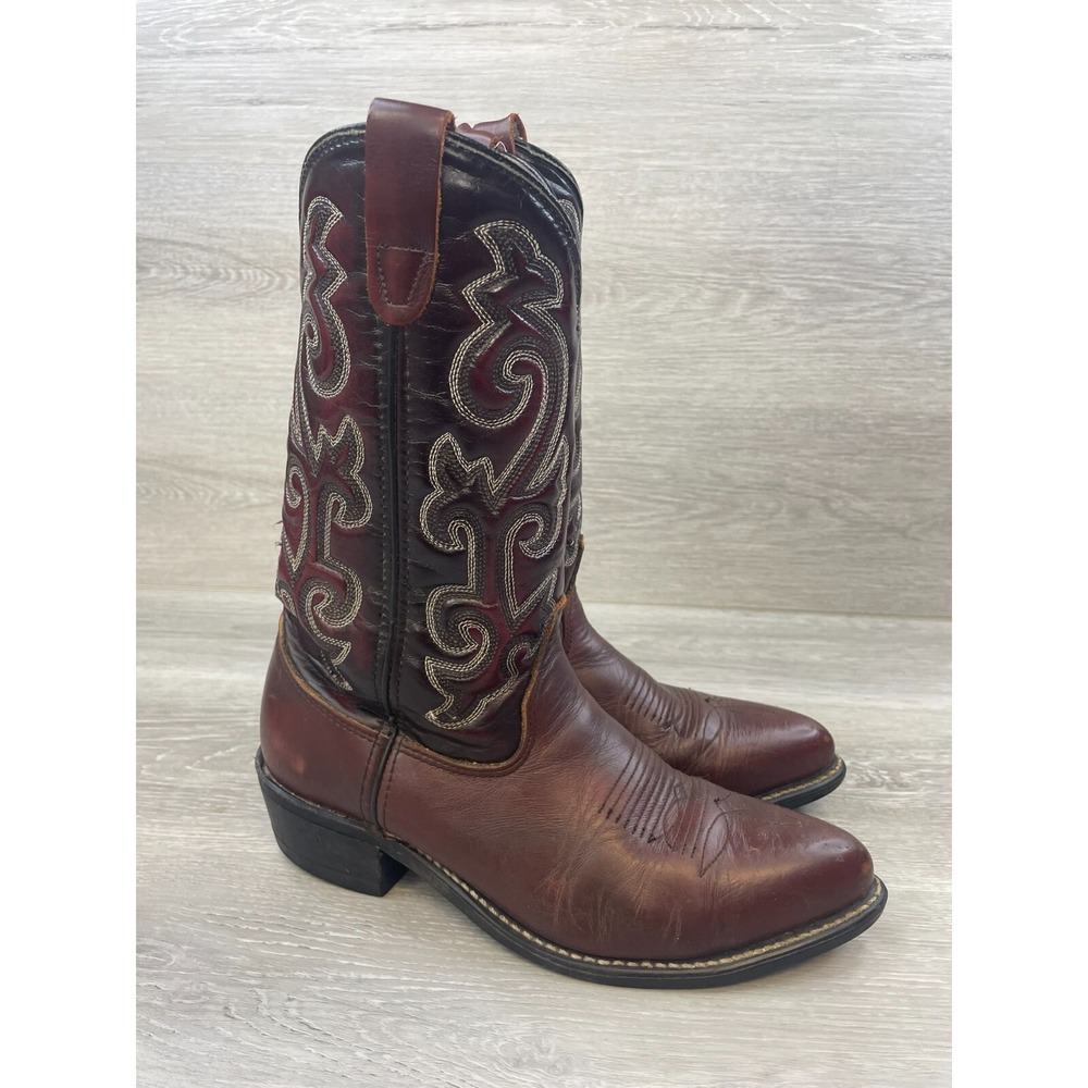 Iron Age Men's Western Boot Brown Leather 9‎ Square Toe Pull On Cowboy Shoes